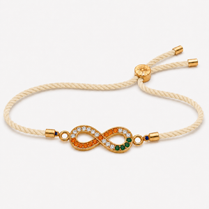 18K Gold Plated Rakhi Stone-Studded Infinity Motif Charm Design Rakhi - House of Viya