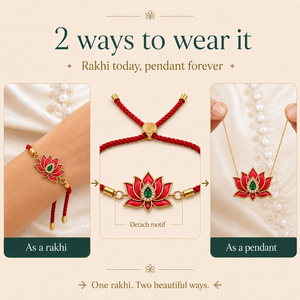 18K Gold Plated Rakhi Stone-Studded Kamal Lotus Floral Motif Rakhi - House of Viya
