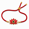 18K Gold Plated Rakhi Stone-Studded Kamal Lotus Floral Motif Rakhi