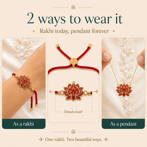 18K Gold Plated Rakhi Stone-Studded Lotus Ganesha Religious Floral Rakhi - House of Viya