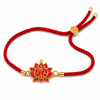 18K Gold Plated Rakhi Stone-Studded Lotus Ganesha Religious Floral Rakhi