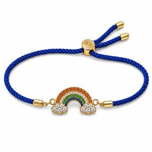 18K Gold Plated Rakhi Stone-Studded Rainbow Motif Charm Design Rakhi - House of Viya