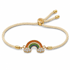 18K Gold Plated Rakhi Stone-Studded Rainbow Motif Charm Design Rakhi - House of Viya
