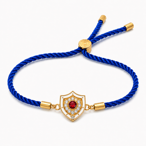 18K Gold Plated Rakhi Stone-Studded Shield Motif Charm Design Rakhi - House of Viya