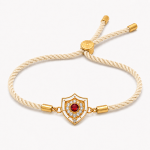 18K Gold Plated Rakhi Stone-Studded Shield Motif Charm Design Rakhi - House of Viya