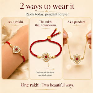 18K Gold Plated Rakhi Stone-Studded Shield Motif Charm Design Rakhi - House of Viya
