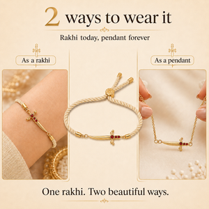 18K Gold Plated Rakhi Stone-Studded Sword Motif Traditional Design Rakhi - House of Viya