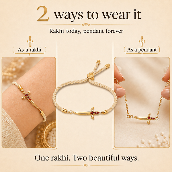 18K Gold Plated Rakhi Stone-Studded Sword Motif Traditional Design Rakhi - House of Viya