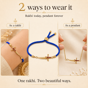 18K Gold Plated Rakhi Stone-Studded Sword Motif Traditional Design Rakhi - House of Viya
