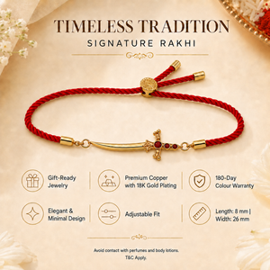 18K Gold Plated Rakhi Stone-Studded Sword Motif Traditional Design Rakhi - House of Viya