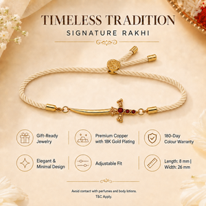 18K Gold Plated Rakhi Stone-Studded Sword Motif Traditional Design Rakhi - House of Viya