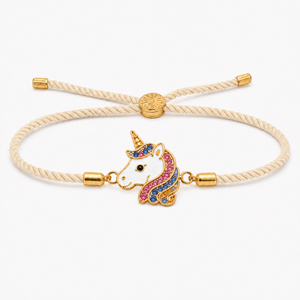 18K Gold Plated Rakhi Stone-Studded Unicorn Motif Kids Character Rakhi - House of Viya