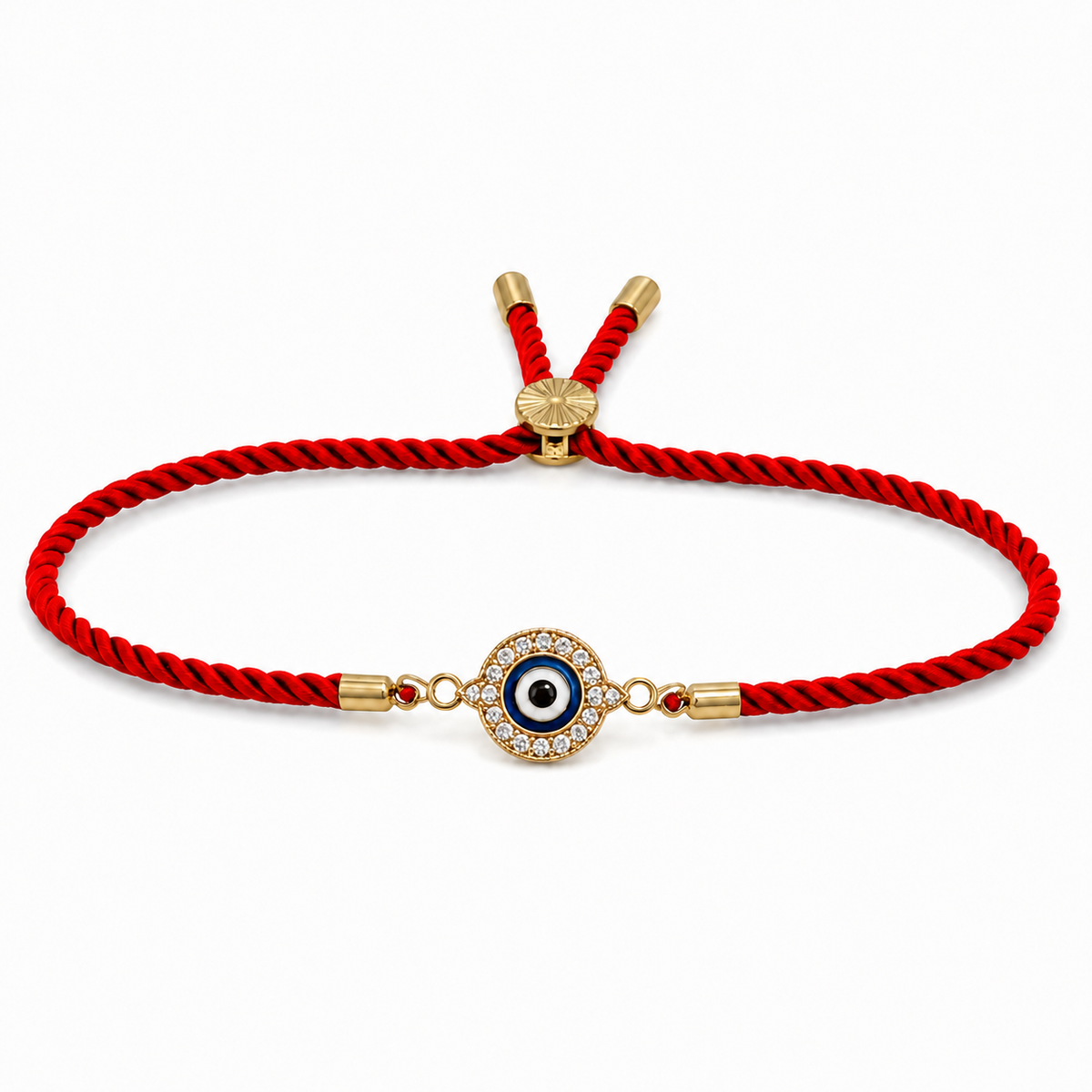 18K Gold Plated Rakhi Stone-Studded Nazar Evil Eye Motif Design Rakhi