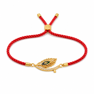 18K Gold Plated Rakhi Stone-Studded Feather Motif Charm Design Rakhi - House of Viya