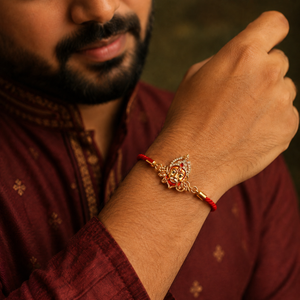 Rakhi Stone-Studded Hanuman Motif Religious Traditional Rakhi - House of Viya