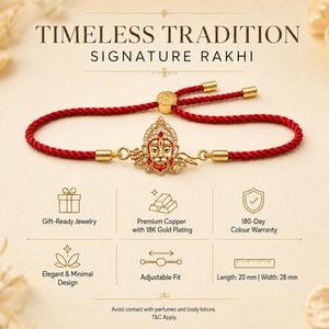 Rakhi Stone-Studded Hanuman Motif Religious Traditional Rakhi - House of Viya