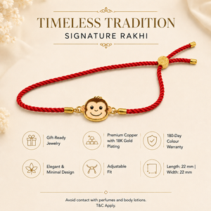 18K Gold Plated Rakhi Monkey Motif Animal Charm Kids Character Rakhi - House of Viya