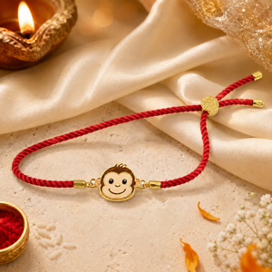 18K Gold Plated Rakhi Monkey Motif Animal Charm Kids Character Rakhi - House of Viya