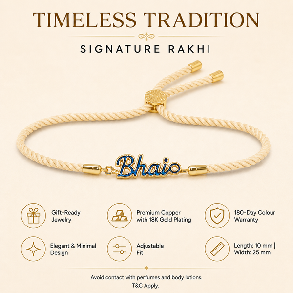 18K Gold Plated Rakhi Bhaio Charm Design Rakhi - House of Viya