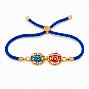 18K Gold Plated Rakhi Stone-Studded Cool Brother Charm Design Rakhi - House of Viya