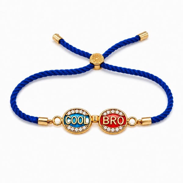 18K Gold Plated Rakhi Stone-Studded Cool Brother Charm Design Rakhi - House of Viya