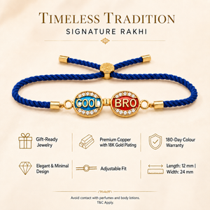 18K Gold Plated Rakhi Stone-Studded Cool Brother Charm Design Rakhi - House of Viya