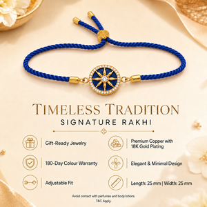 18K Gold Plated Rakhi Stone-Studded Chakra Motif Traditional Rakhi - House of Viya
