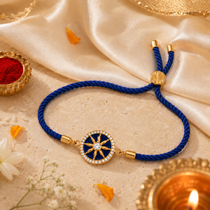 18K Gold Plated Rakhi Stone-Studded Chakra Motif Traditional Rakhi - House of Viya