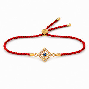 18K Gold Plated Rakhi Stone-Studded Diamond Square Geometric Motif Rakhi - House of Viya
