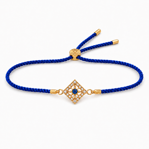 18K Gold Plated Rakhi Stone-Studded Diamond Square Geometric Motif Rakhi - House of Viya