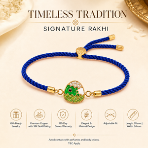18K Gold Plated Rakhi Stone-Studded Dinosaur Egg Motif Kids Rakhi - House of Viya