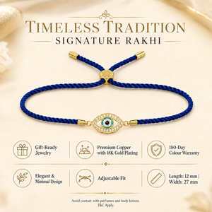 18K Gold Plated Rakhi Stone-Studded Eye Design Motif Charm Rakhi - House of Viya