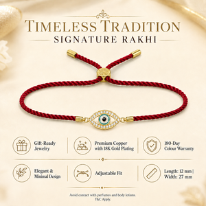18K Gold Plated Rakhi Stone-Studded Eye Design Motif Charm Rakhi - House of Viya