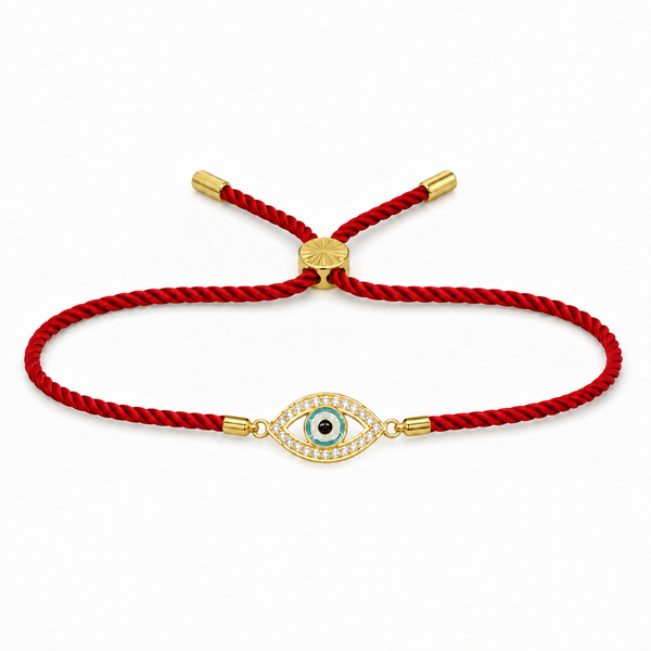 18K Gold Plated Rakhi Stone-Studded Eye Design Motif Charm Rakhi - House of Viya