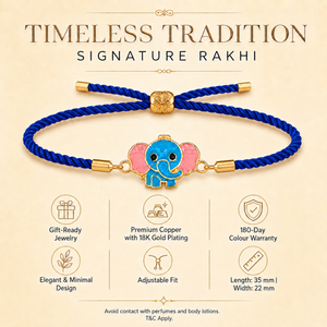 18K Gold Plated Rakhi Elephant Motif Charm Kids Character Rakhi - House of Viya