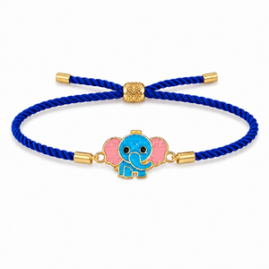 18K Gold Plated Rakhi Elephant Motif Charm Kids Character Rakhi - House of Viya