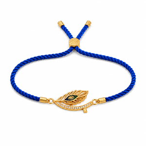 18K Gold Plated Rakhi Stone-Studded Feather Motif Charm Design Rakhi - House of Viya
