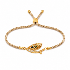 18K Gold Plated Rakhi Stone-Studded Feather Motif Charm Design Rakhi - House of Viya
