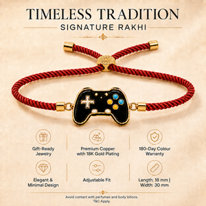 18K Gold Plated Rakhi Game Controller Motif Charm Kids Character Rakhi - House of Viya