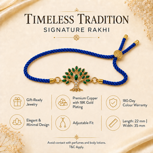 18K Gold Plated Rakhi Stone-Studded Tree Motif Floral Design Rakhi - House of Viya