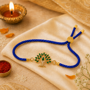 18K Gold Plated Rakhi Stone-Studded Tree Motif Floral Design Rakhi - House of Viya