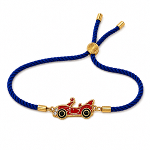 18K Gold Plated Rakhi Stone-Studded Car Motif Charm Kids Rakhi - House of Viya