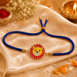 18K Gold Plated Rakhi Lion Motif Animal Charm Kids Character Rakhi - House of Viya