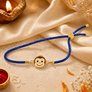 18K Gold Plated Rakhi Monkey Motif Animal Charm Kids Character Rakhi - House of Viya