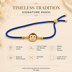 18K Gold Plated Rakhi Monkey Motif Animal Charm Kids Character Rakhi - House of Viya