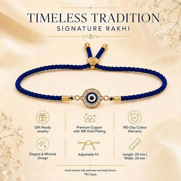 18K Gold Plated Rakhi Stone-Studded Nazar Evil Eye Motif Design Rakhi - House of Viya