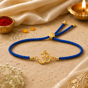 18K Gold Plated Rakhi Om Motif Religious Spiritual Traditional Rakhi - House of Viya