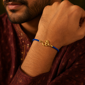 18K Gold Plated Rakhi Om Motif Religious Spiritual Traditional Rakhi - House of Viya