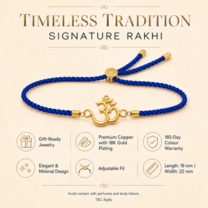 18K Gold Plated Rakhi Om Motif Religious Spiritual Traditional Rakhi - House of Viya