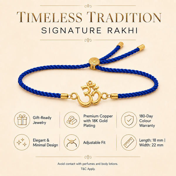 18K Gold Plated Rakhi Om Motif Religious Spiritual Traditional Rakhi - House of Viya